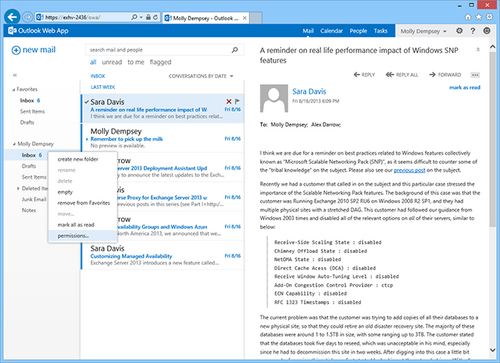 Mail function on Outlook Web App (2013)
