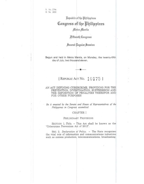 Republic Act No. 10175 (20120912-RA-10175-BSA)