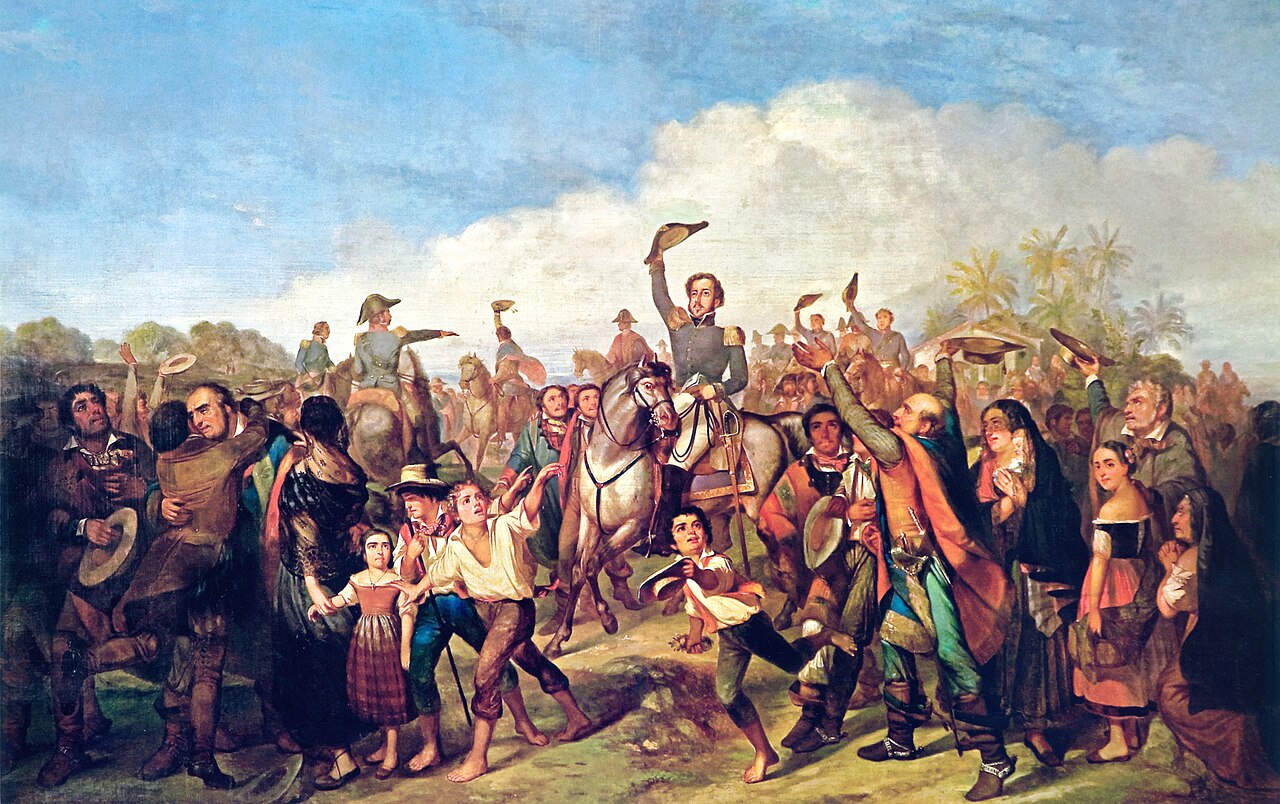 Prince Pedro proclaims himself Emperor of an independent Brazil on 7 September 1822.