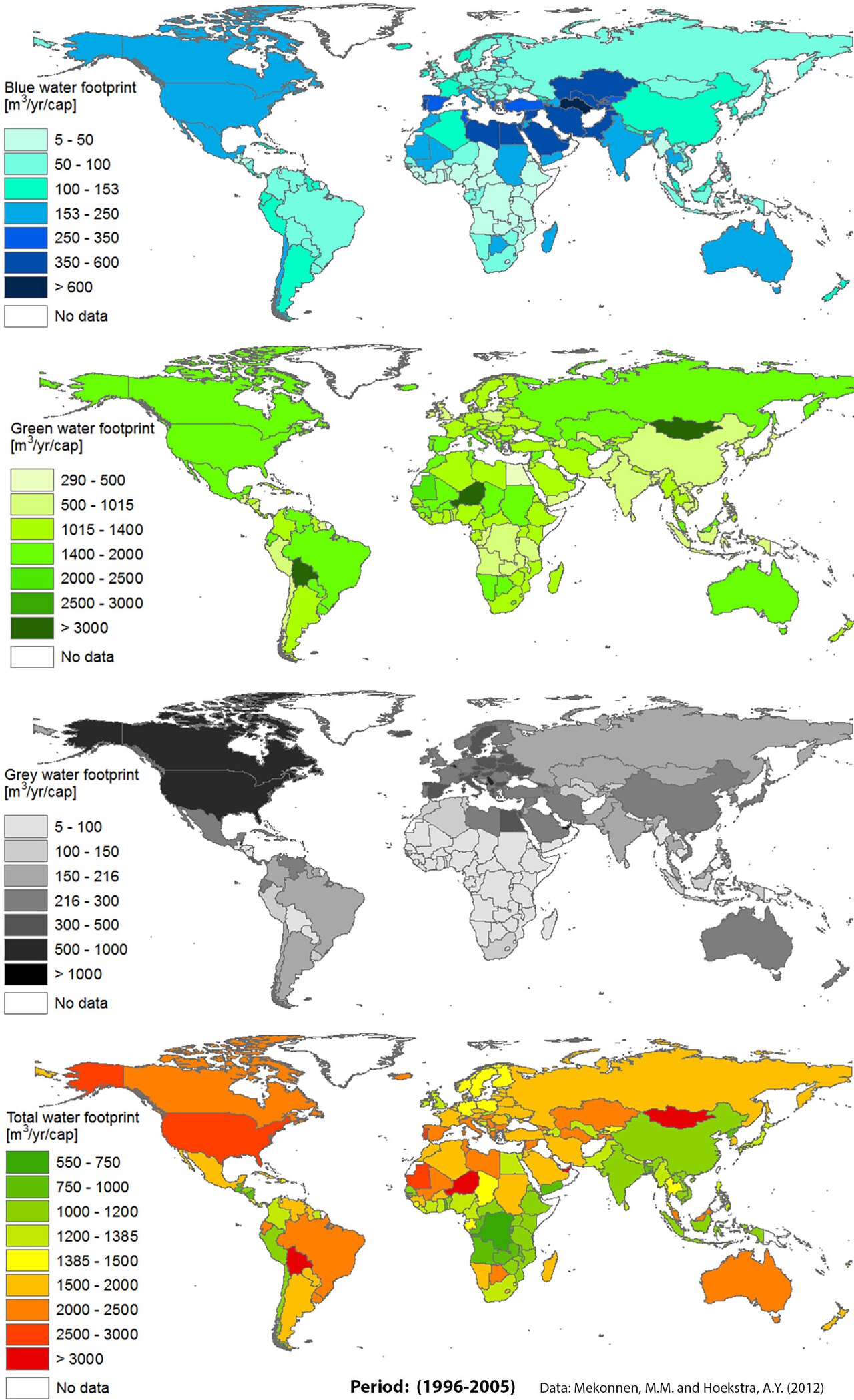Global view of national per capita water footprints
