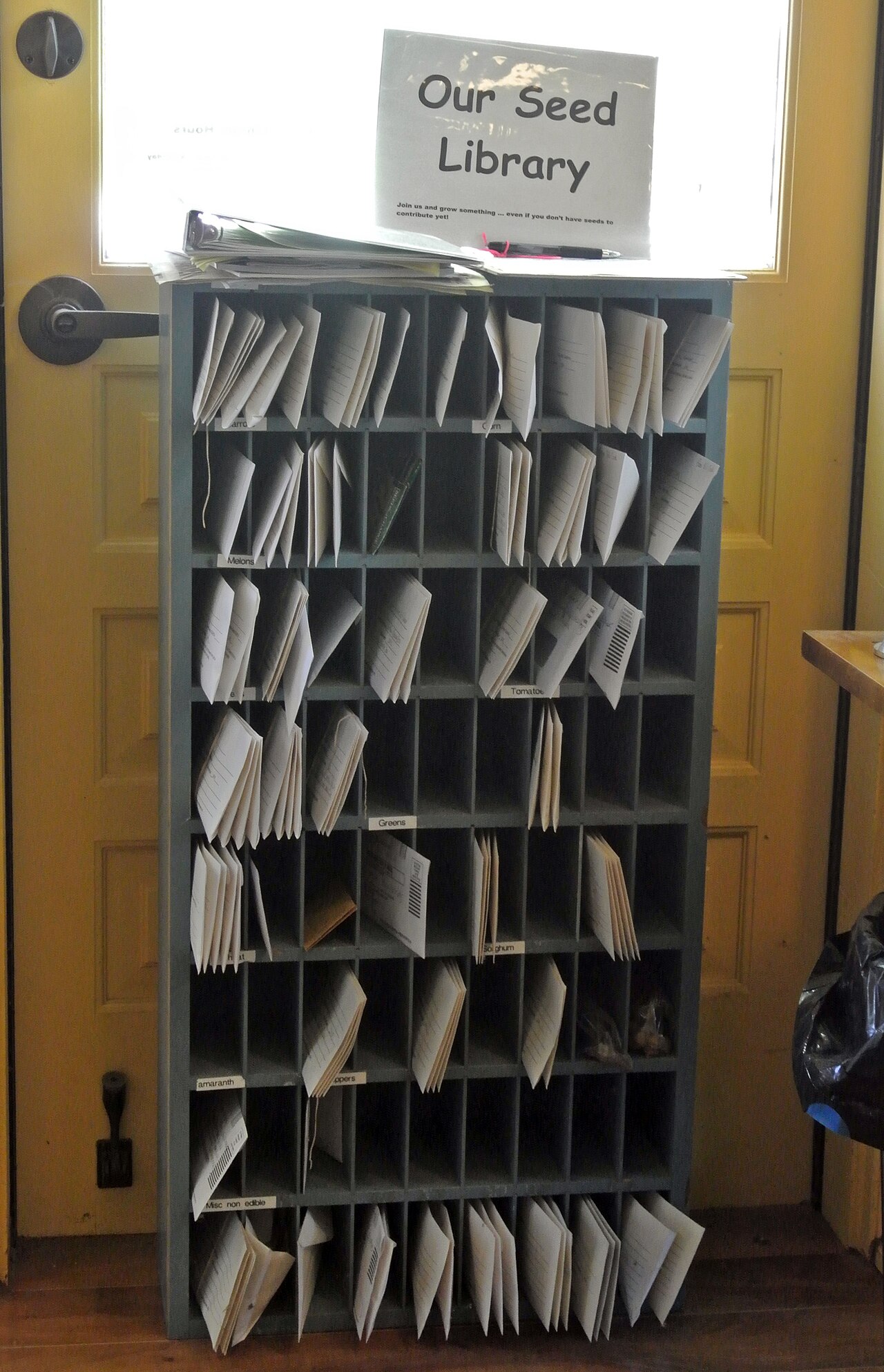 Seed library shelving, USA