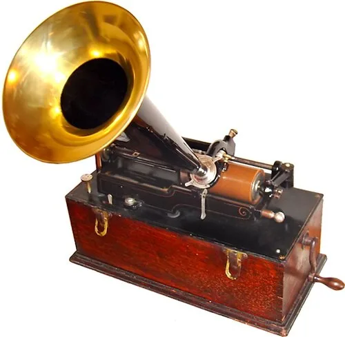 Edison cylinder phonograph c. 1899. The phonograph cylinder is a storage medium. The phonograph may be considered a storage device, especially as machines of this vintage were able to record on blank cylinders.