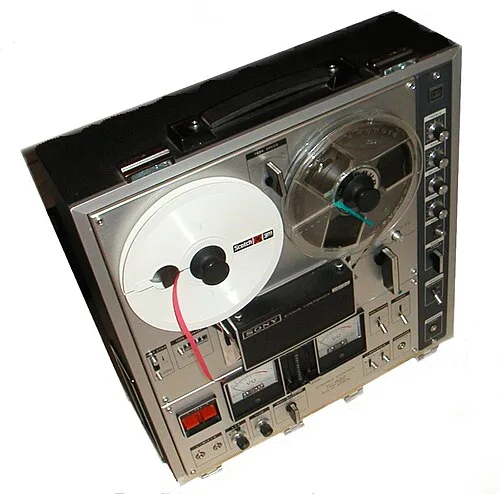 On a reel-to-reel tape recorder (Sony TC-630), the recorder is data storage equipment and the magnetic tape is a data storage medium.