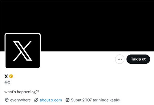 Ağustos 2023 itibarıyla sitedeki resmi X profili.