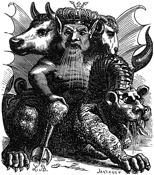 Jacques Collin de Plancy'nin Dictionnaire Infernal adlı yapıtında yer alan Asmodeus betimlemesi