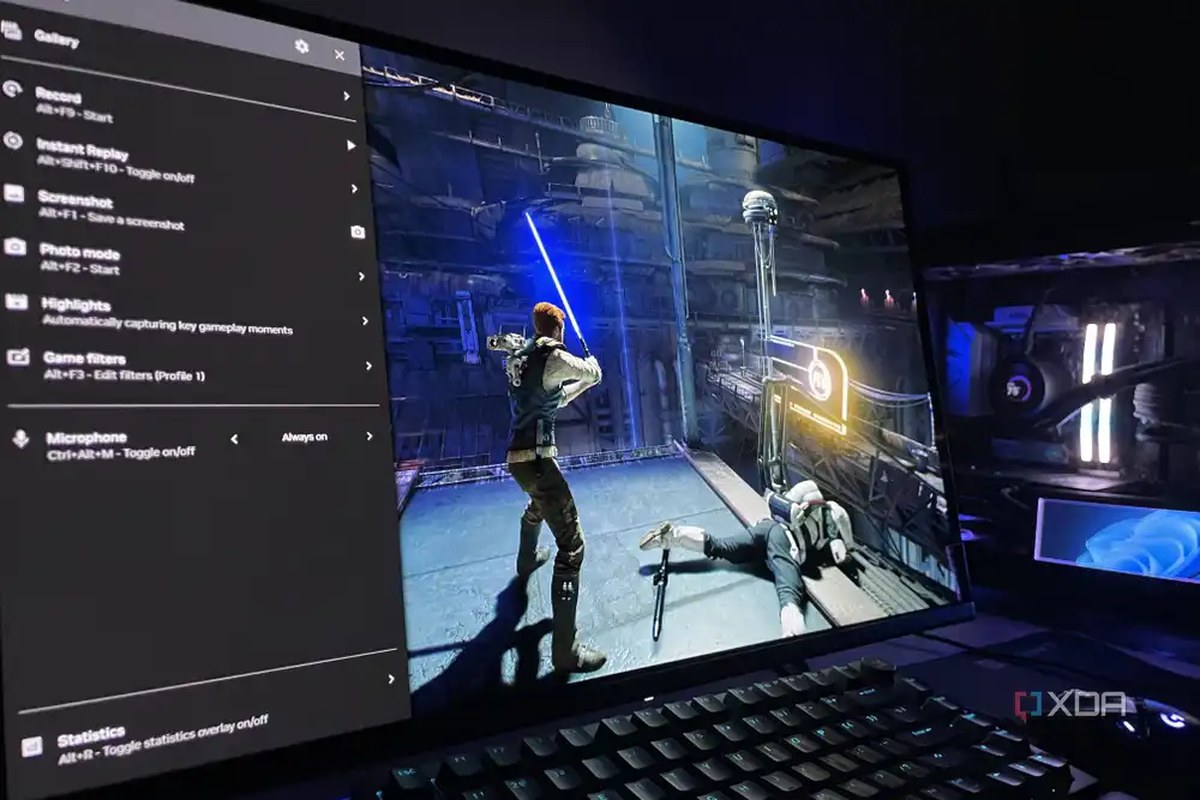 A gaming PC running a benchmark test.