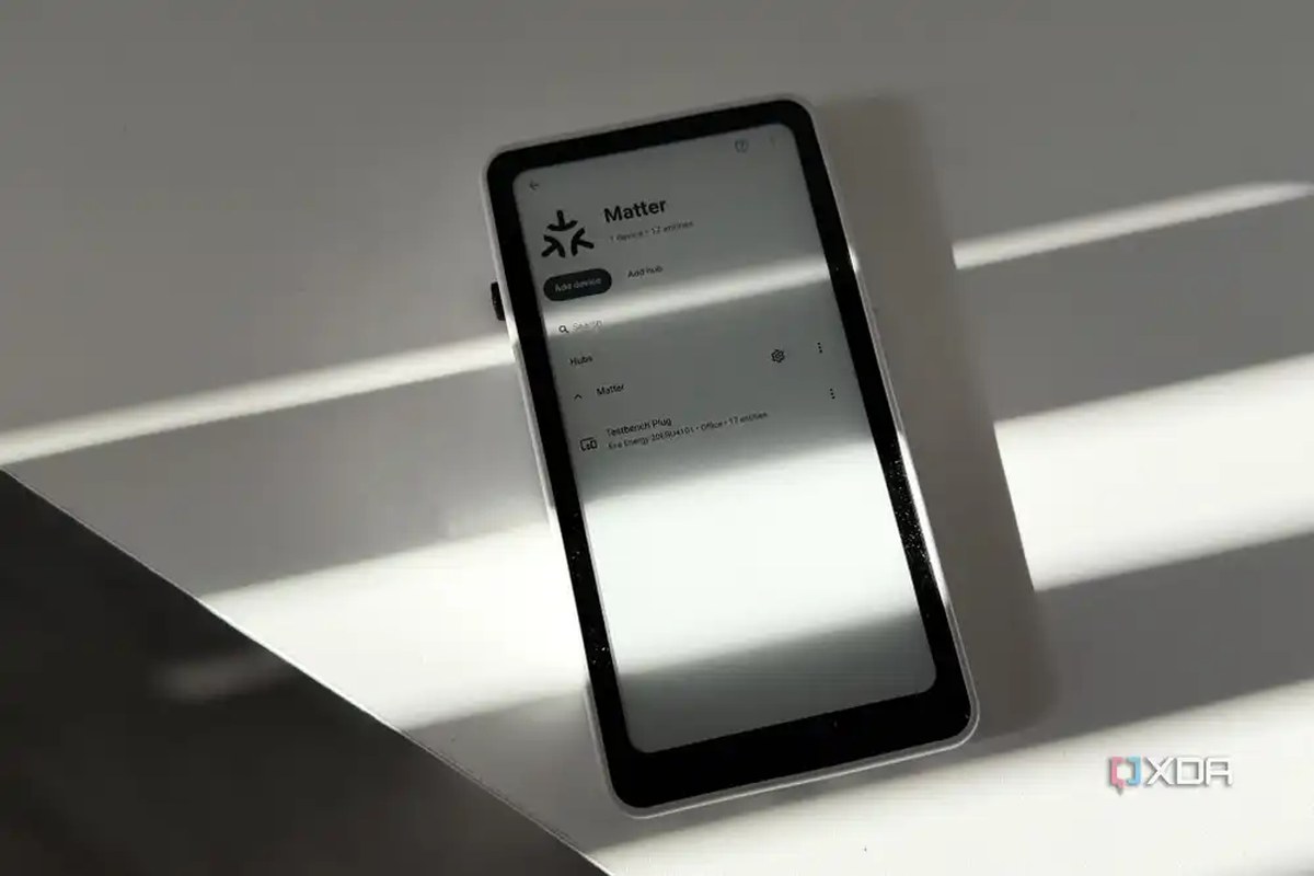 matter server shown in home assistant app on an e ink device