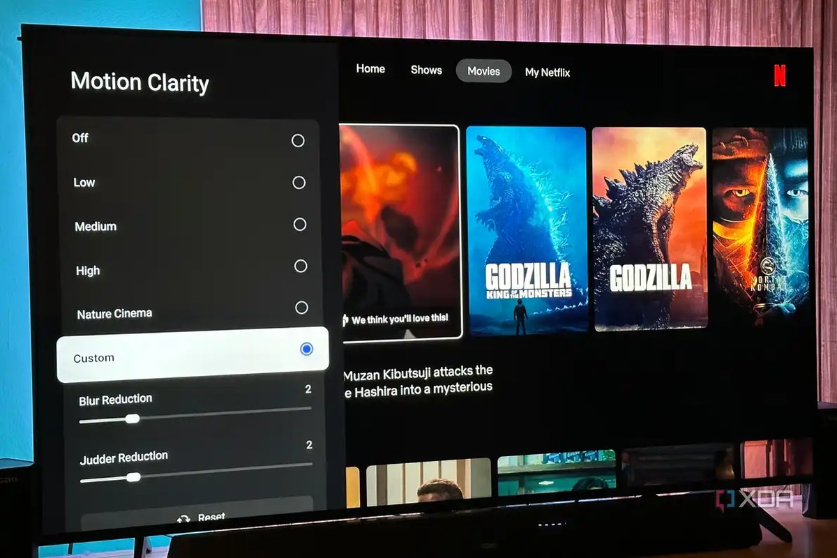 Motion Smoothing settings on Mini-LED TV.