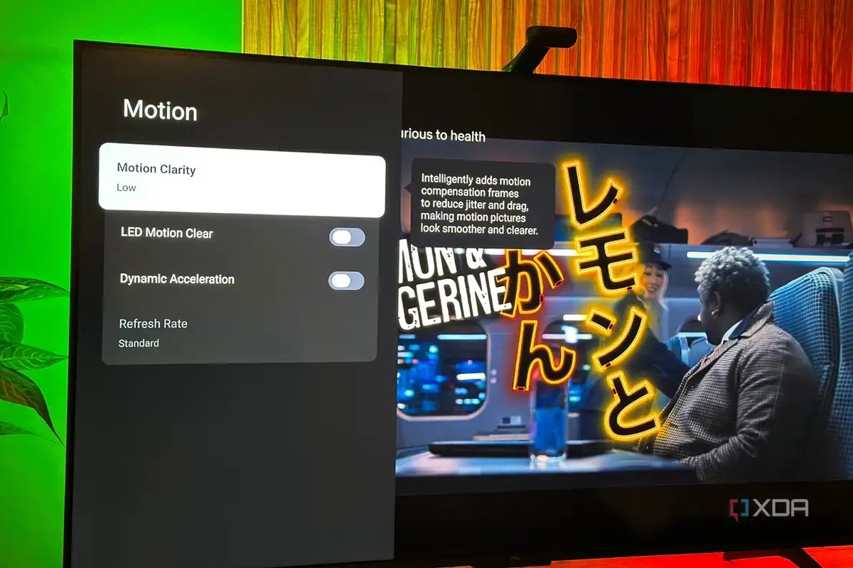 Motion smoothing and clarity settings on a 4K TV.