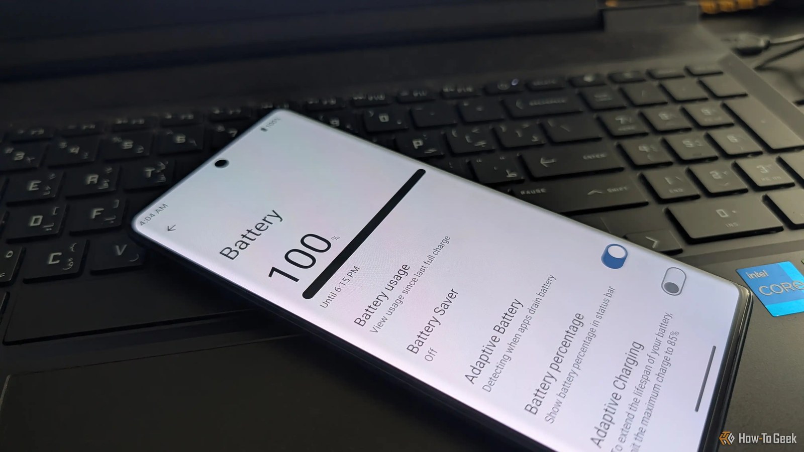 Detailed battery settings on an Android 15 phone.