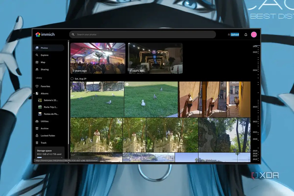 Screenshot of the timeline on the Immich home page
