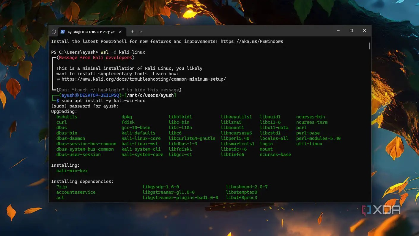 Running Kali Linux in WSL