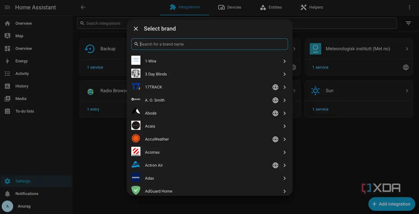 Home Assistant integrations
