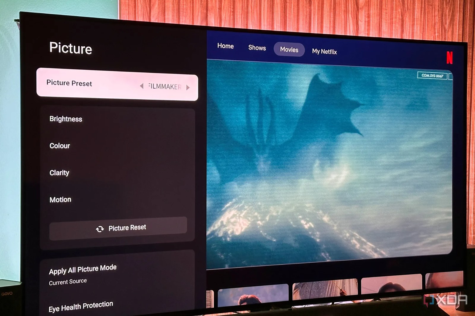 $K mini-led bir TV'de Film Yapımcısı Modu görüntü ön ayarı.