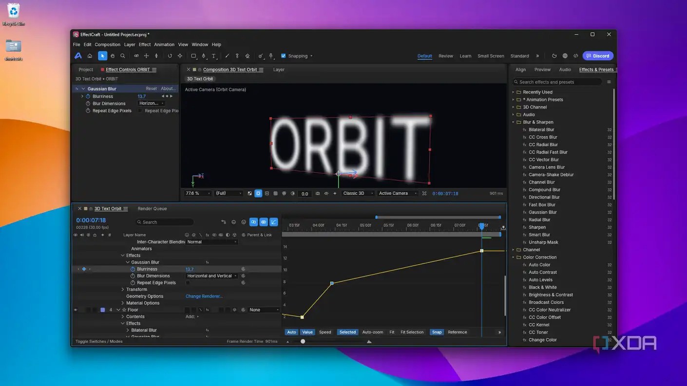 hitting blurriness 13.7 keyframe in EffectCraft
