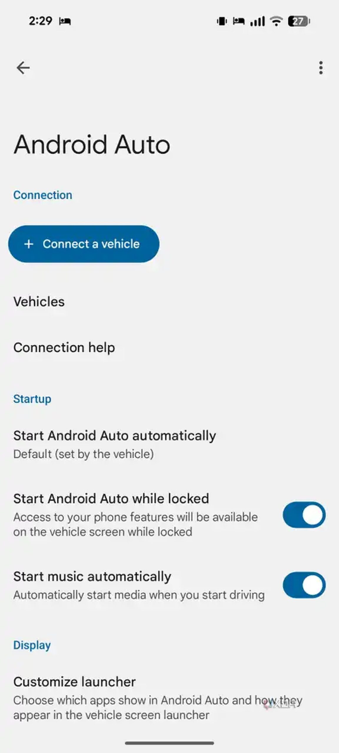 Android Auto menu
