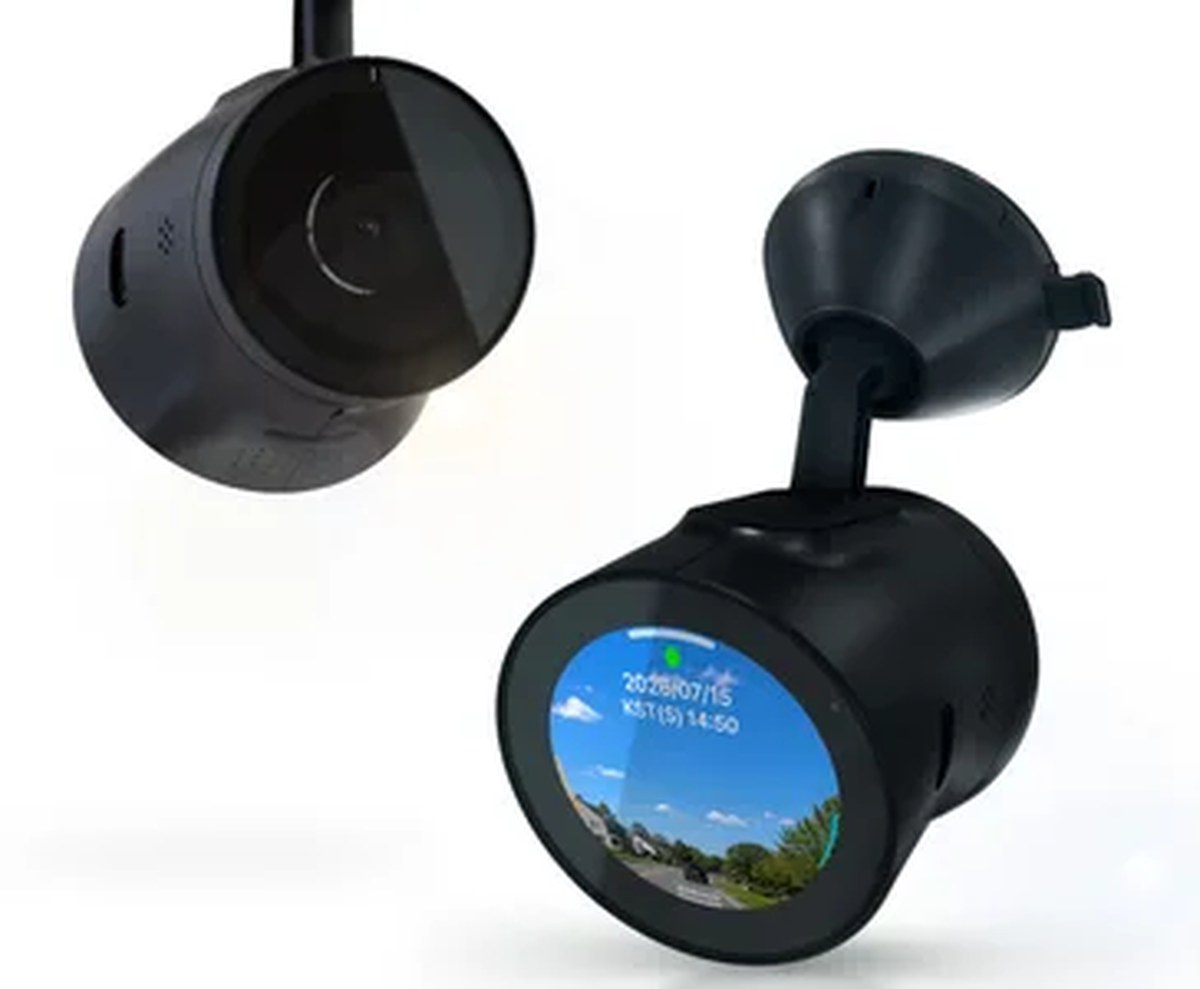 Front and rear view of the Vueroid H1 QHD Infinite dash cam.