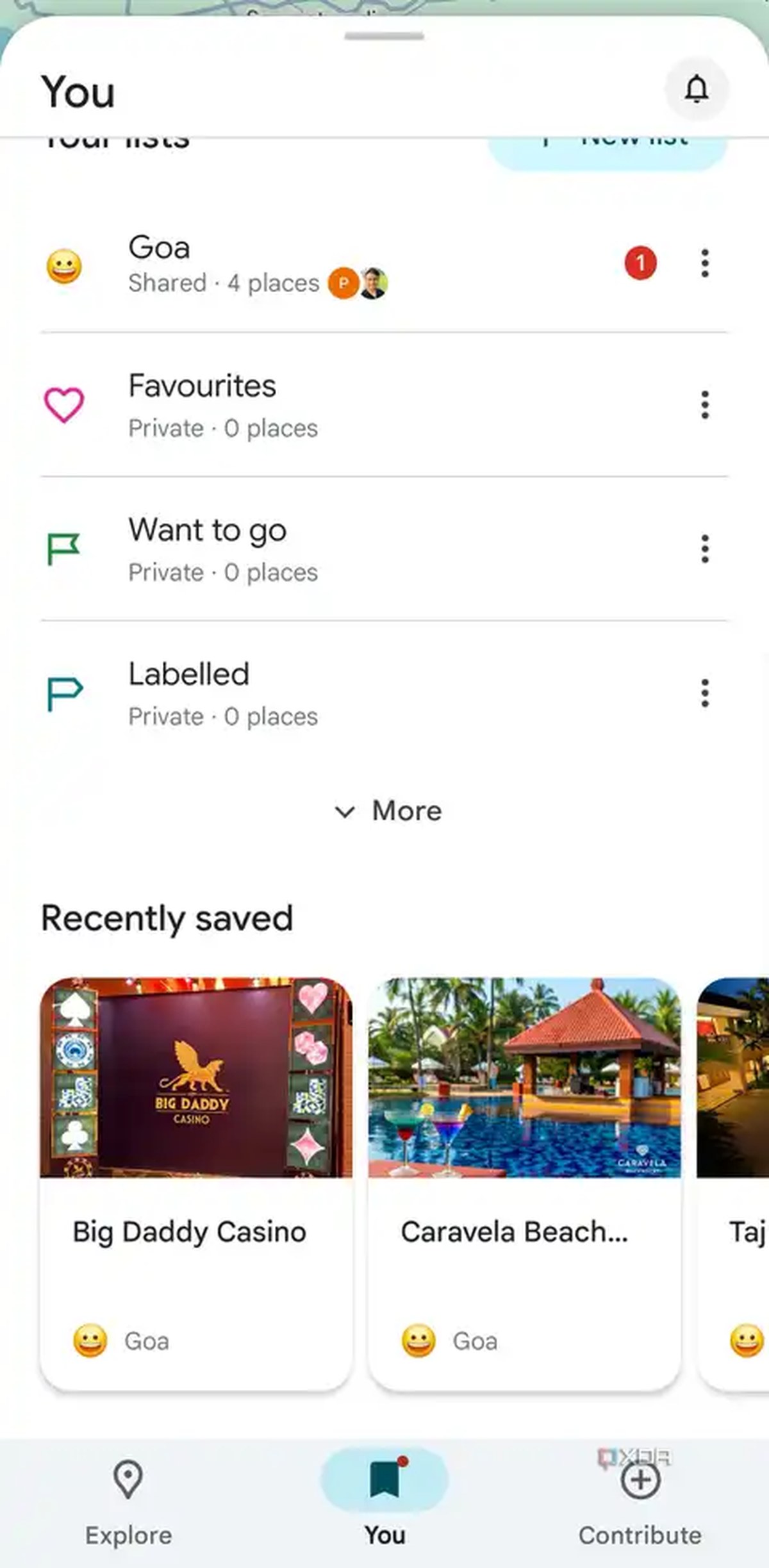 Google Maps lists