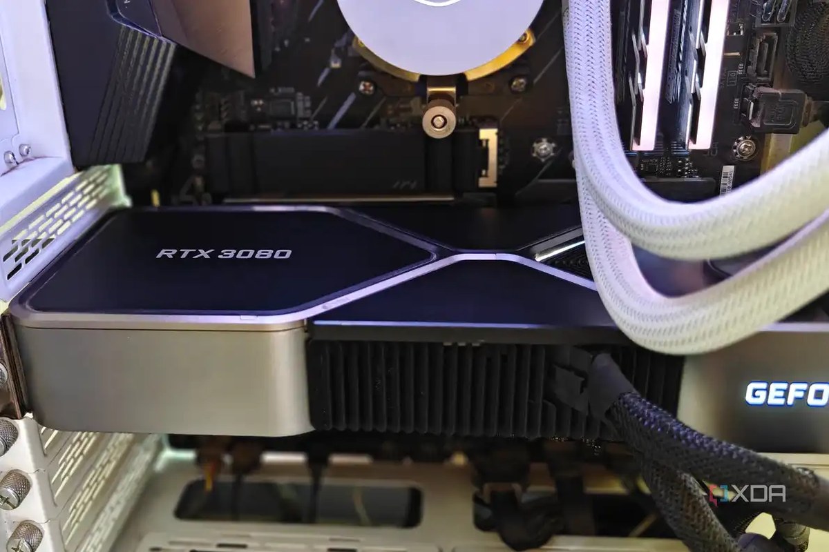 A graphics card inside a gaming PC