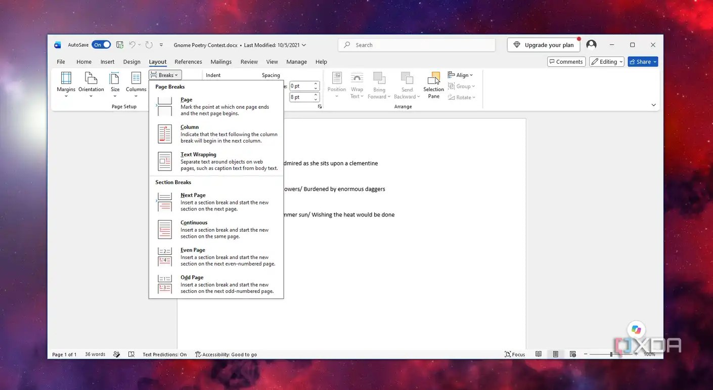 Break styles in Microsoft Office