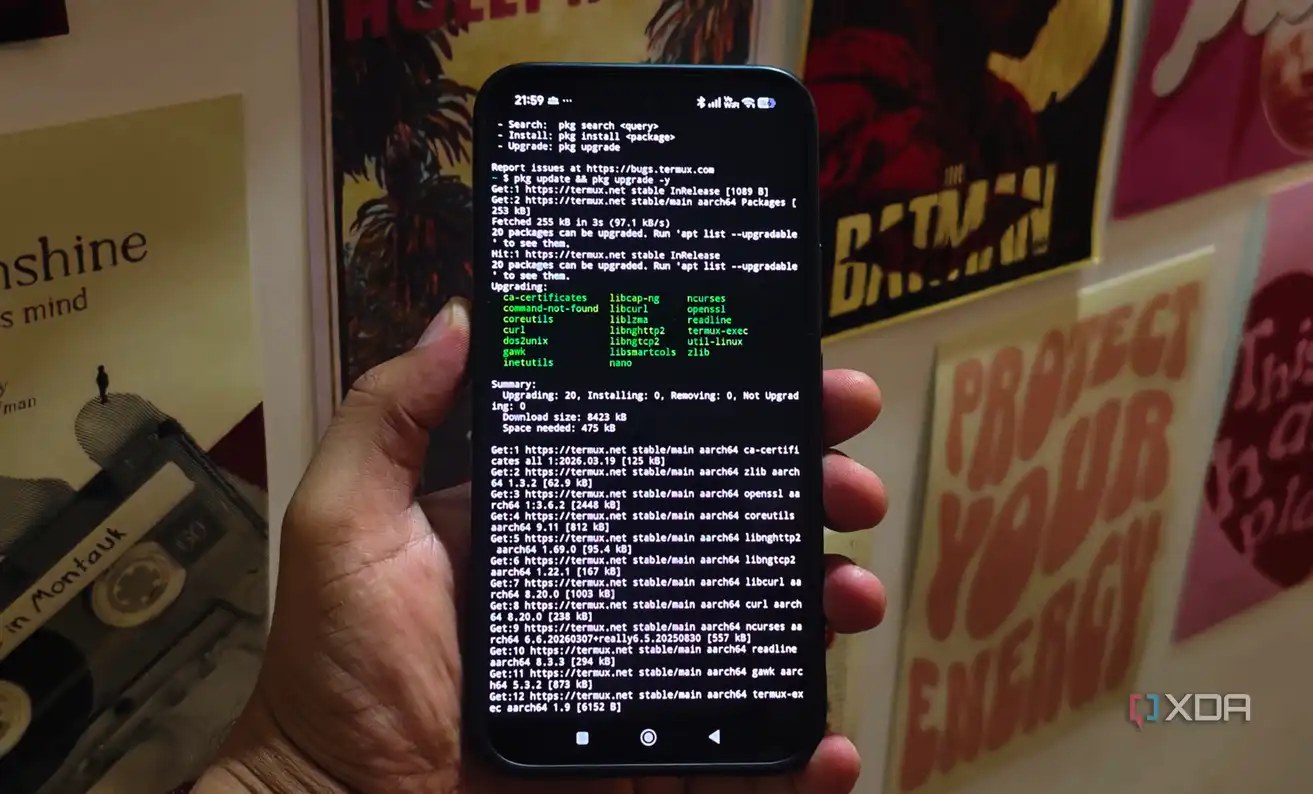 Termux running on Android phone