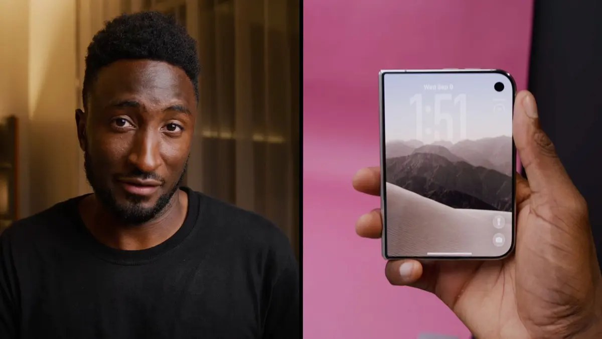 MKBHD talking to camera alongside iPhone Duo in-hand