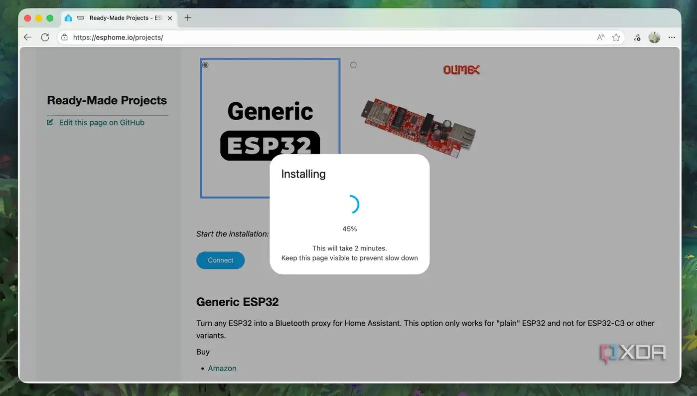 Progress of installing Bluetooth Proxy File on an ESP32 board