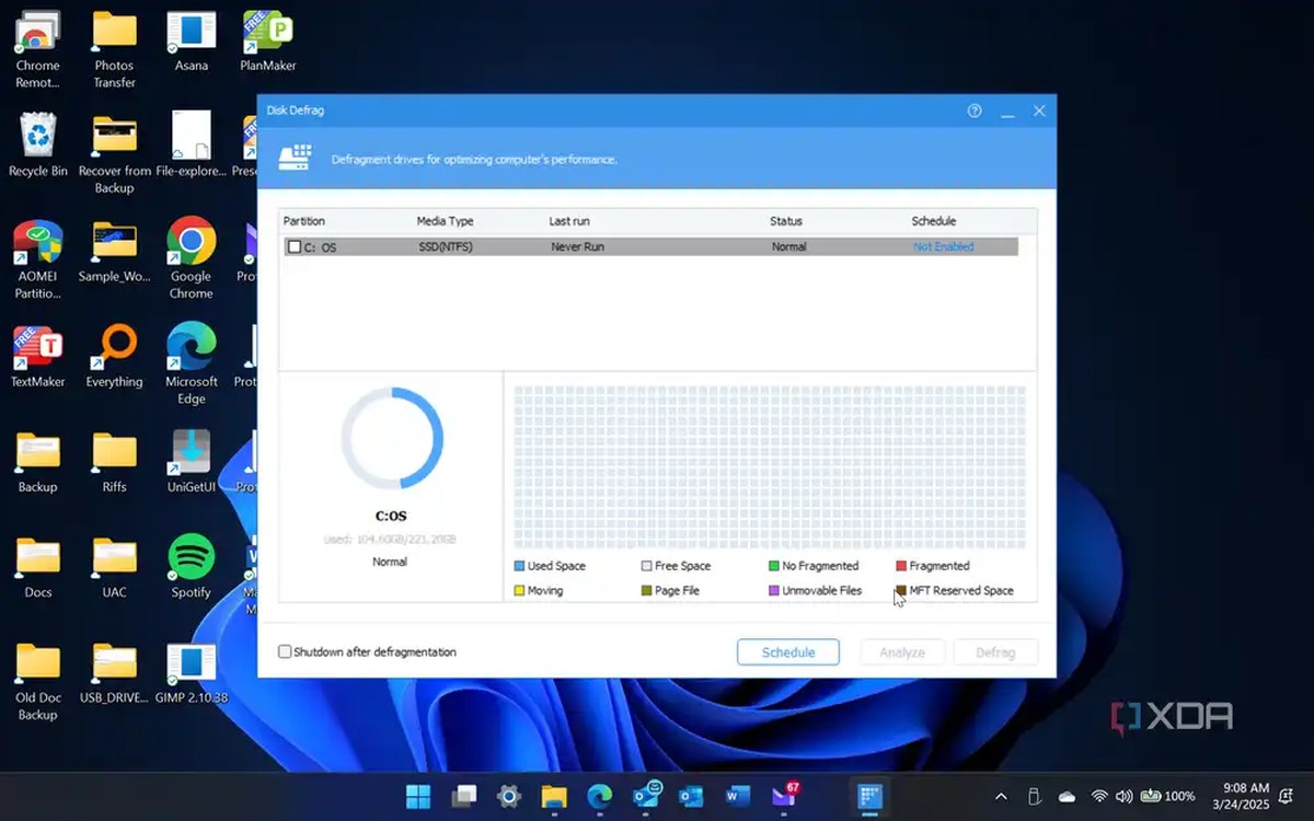 Screenshot showing the AOMEI Disk Defrag Tool