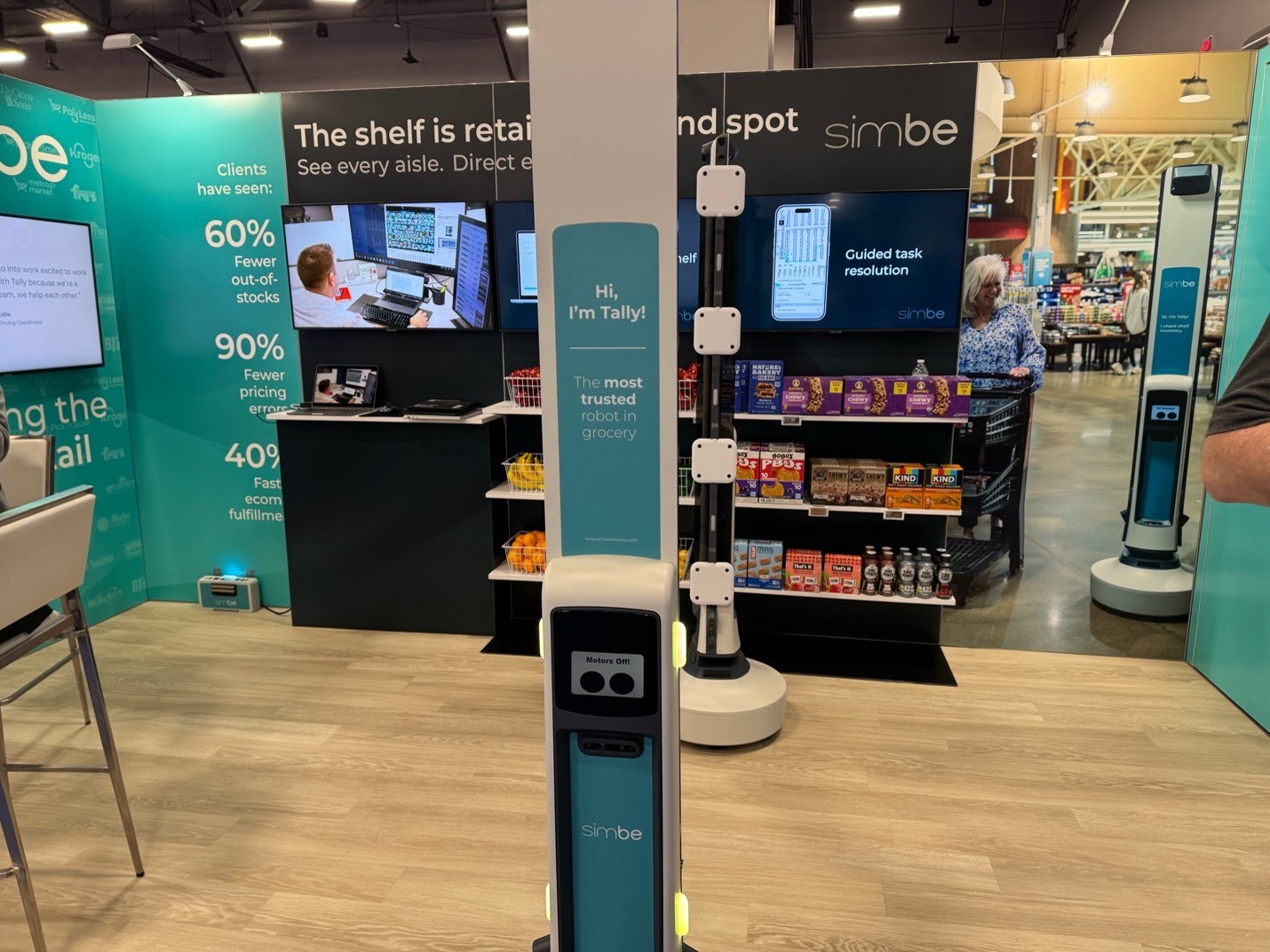 Simbe Robotics demonstrated its retail shelf intelligence system at Groceryshop 2026.