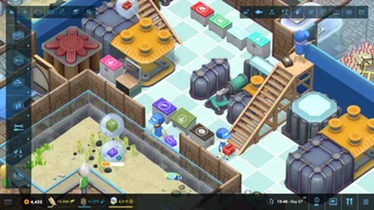 Without the right equipment, nothing works in Megaquarium. (Pictured: A screenshot of Megaquarium)