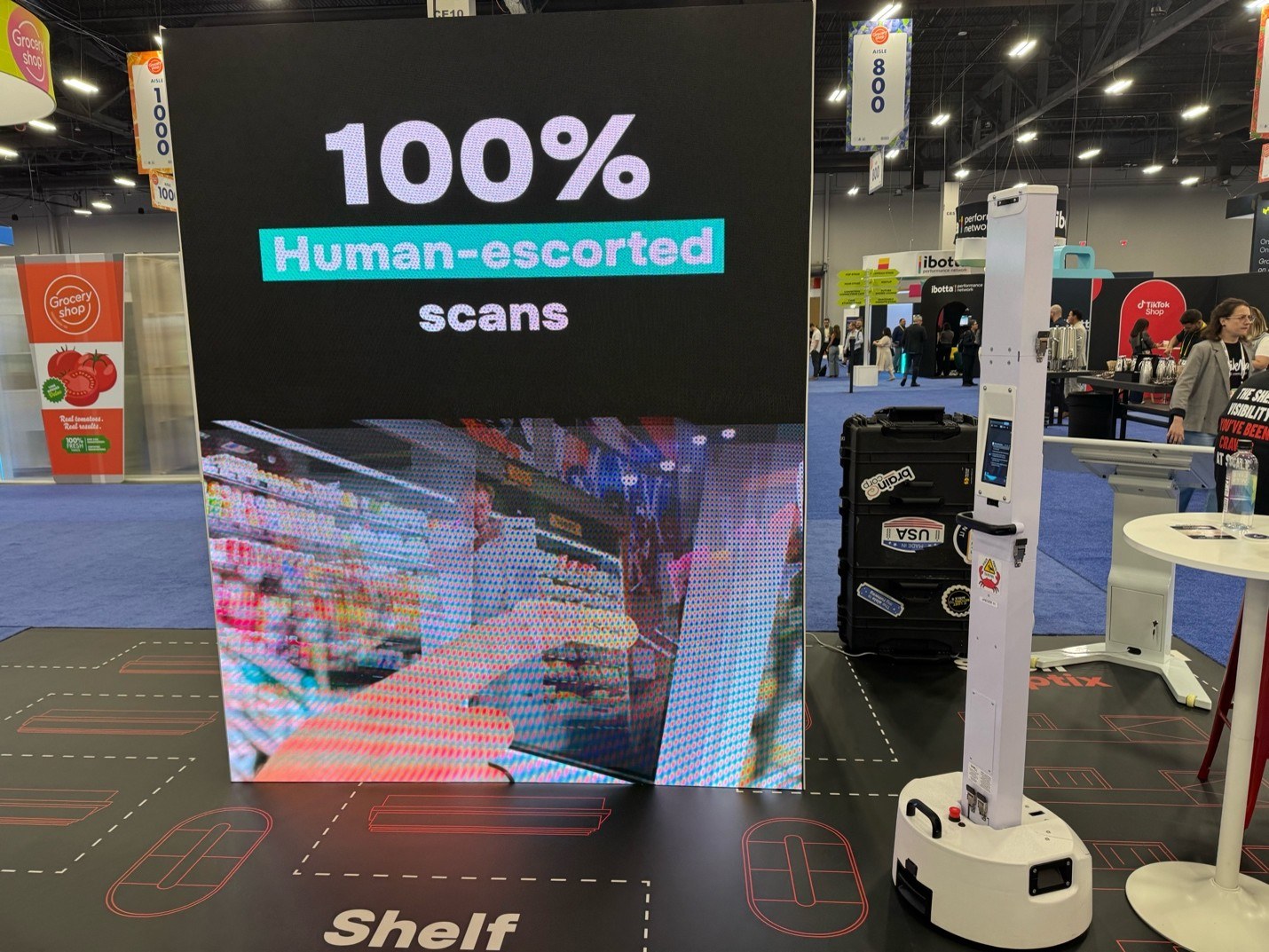 ShelfOptix's robot can be escorted by a human in smaller shops.