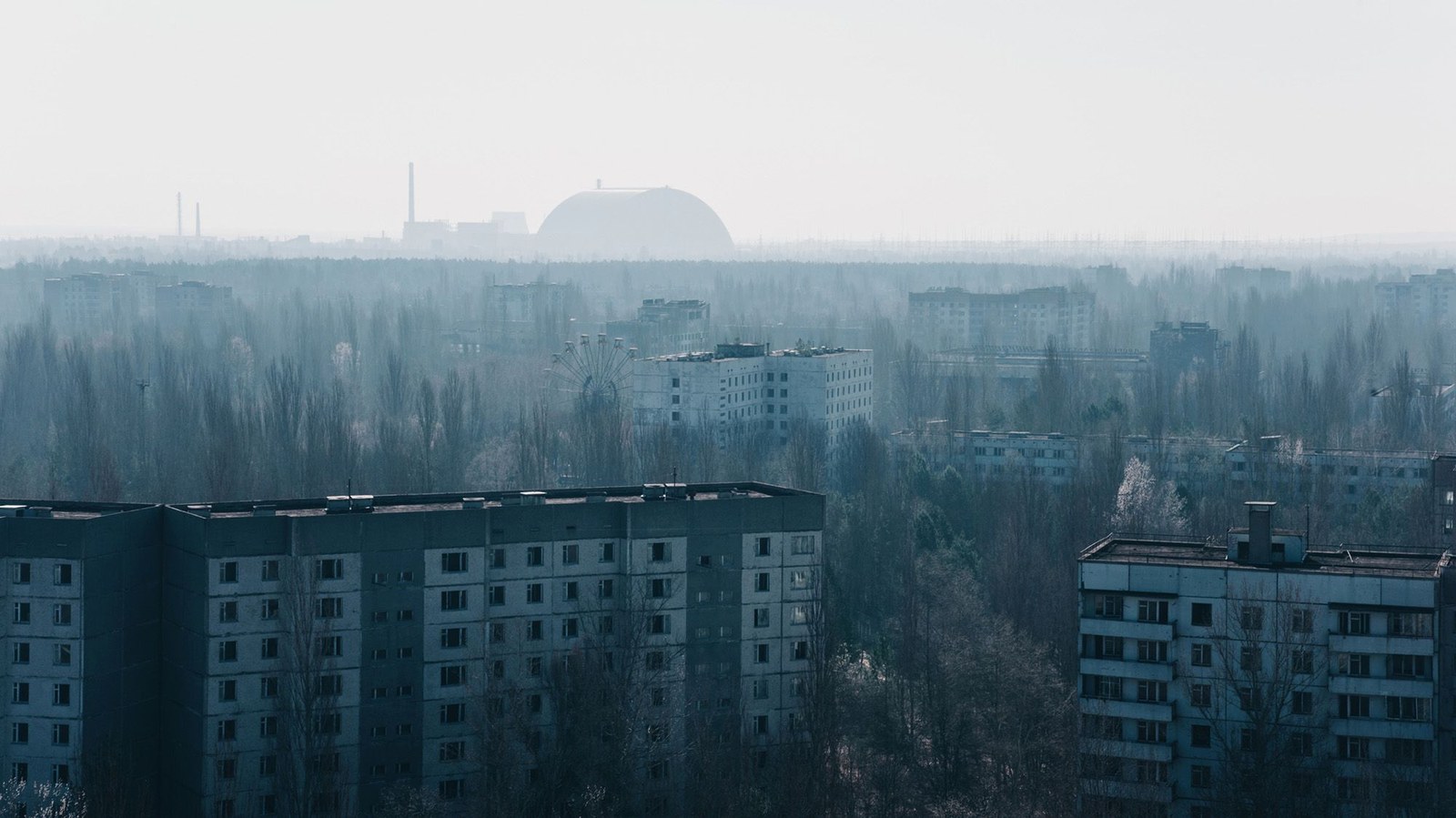 A view over the destroyed city of Chernobyl