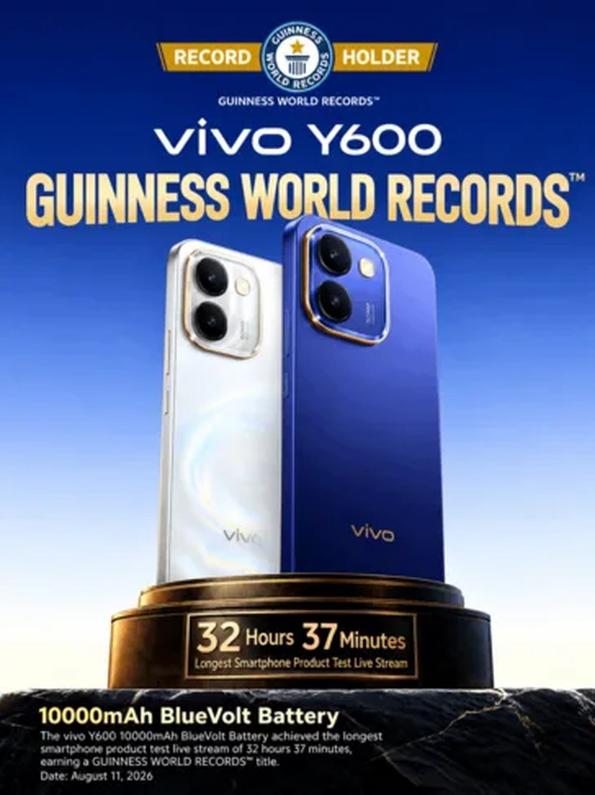 Vivo Y600 smartphones with a Guinness World Records award
