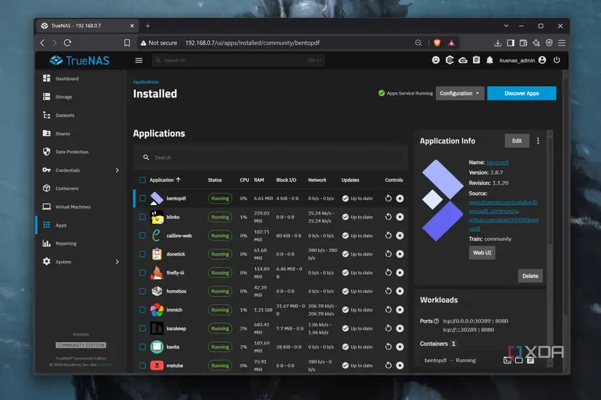 The applications suite on ZimaBlade