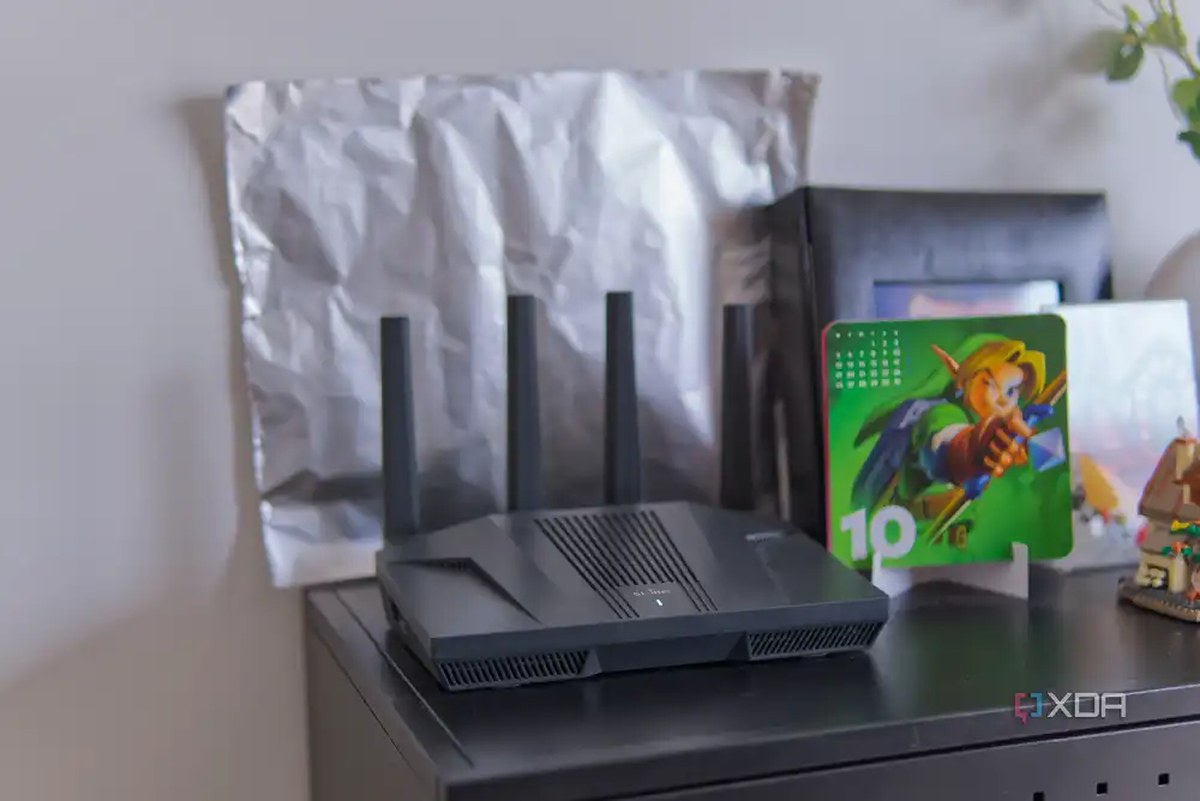 A router in front of an alluminum foil sheet