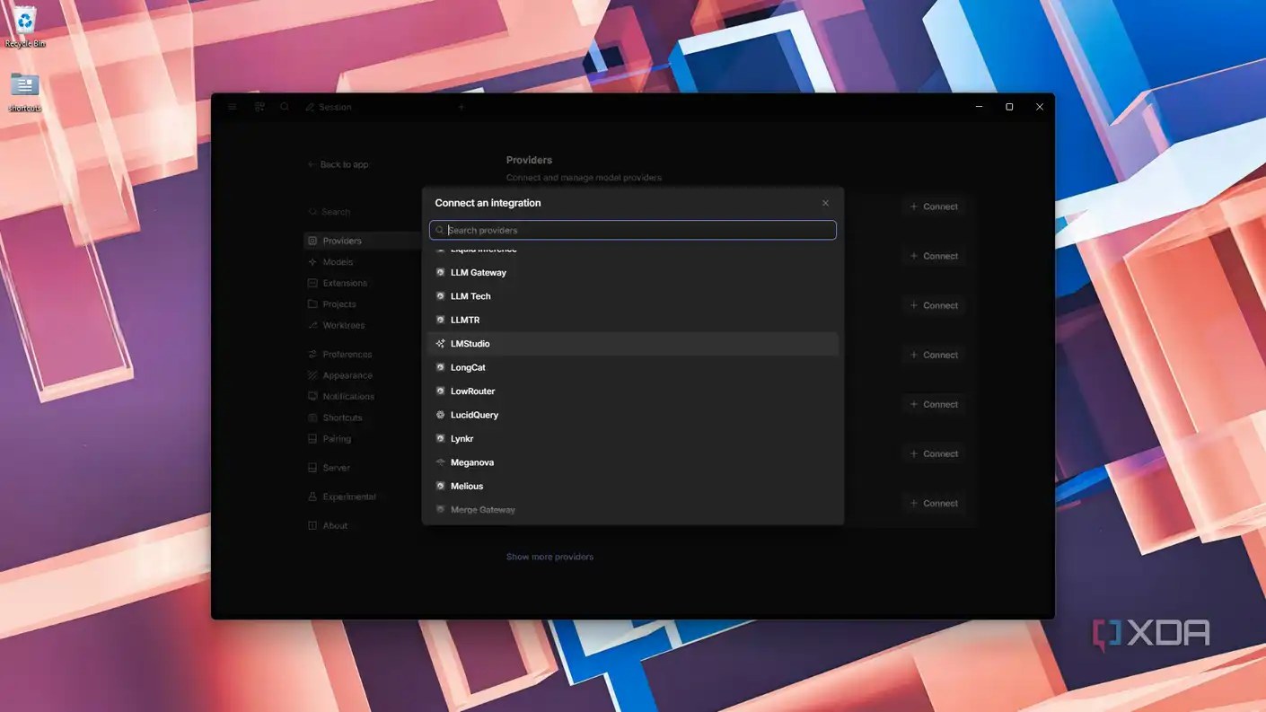 adding LMStudio provider from Connect integration dialog in OpenCode
