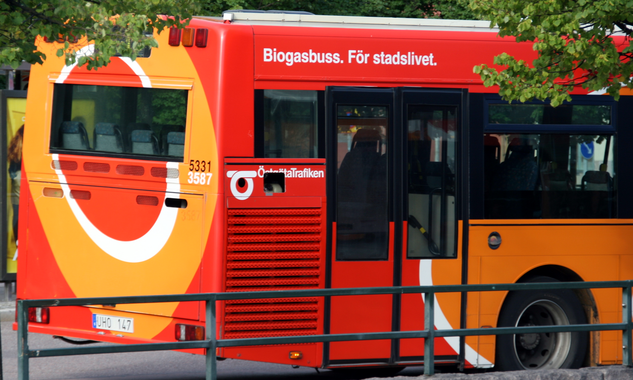A biogas bus in Linköping, Sweden
